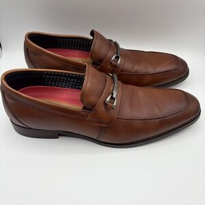 Stacy Adams Kaylor Moc Toe‎ Bit Slip On Leather Dress Shoes Cognac 25572-221